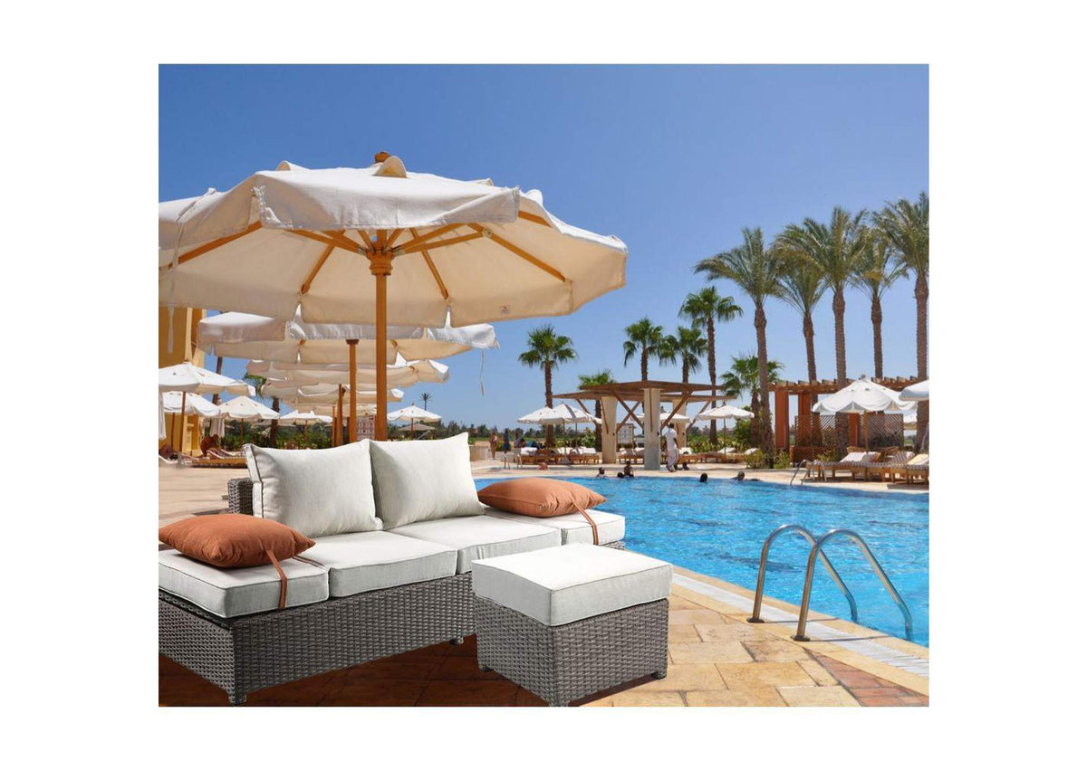45015 Salena Patio Sofa with 2 Pillows and Ottoman