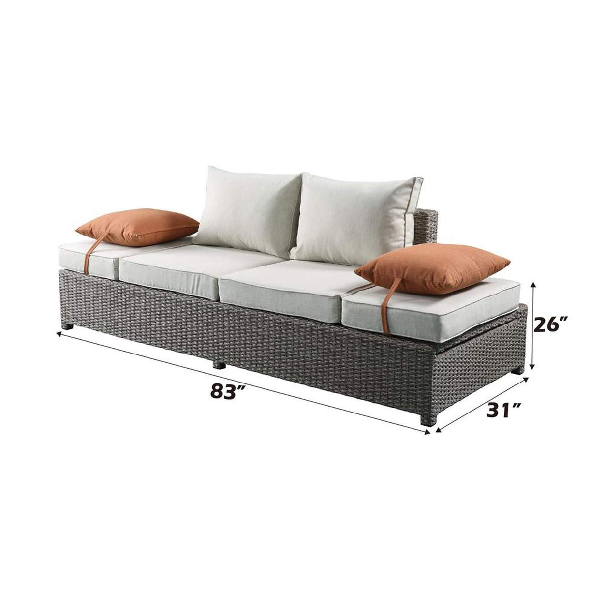 45015 Salena Patio Sofa with 2 Pillows and Ottoman