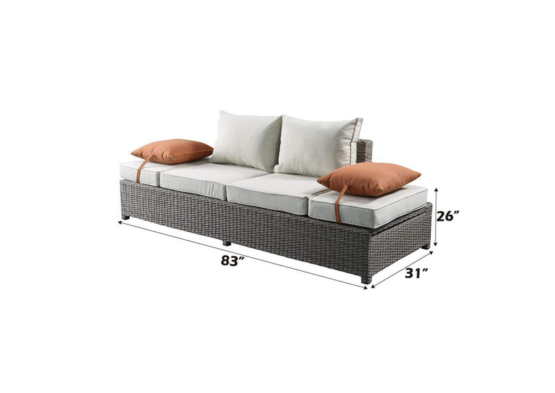 45015 Salena Patio Sofa with 2 Pillows and Ottoman