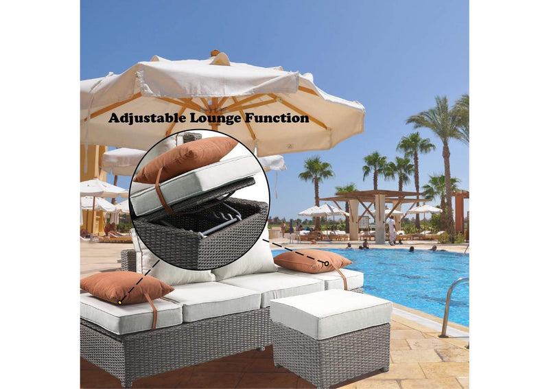 45015 Salena Patio Sofa with 2 Pillows and Ottoman