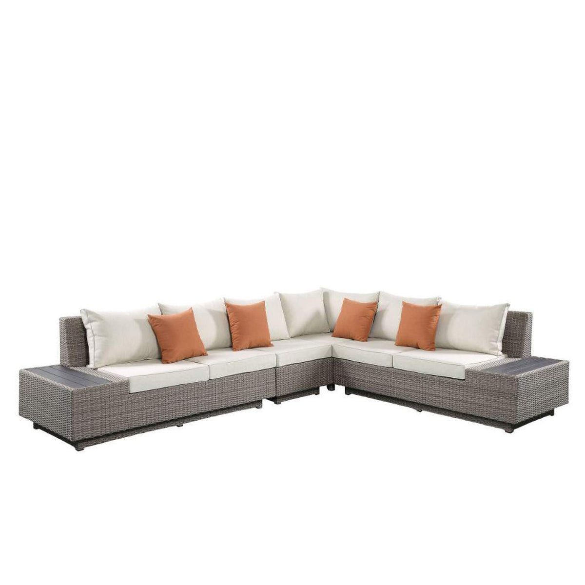 45020 Salena Patio Sectional Sofa with 4 Pillows and Coffee Table