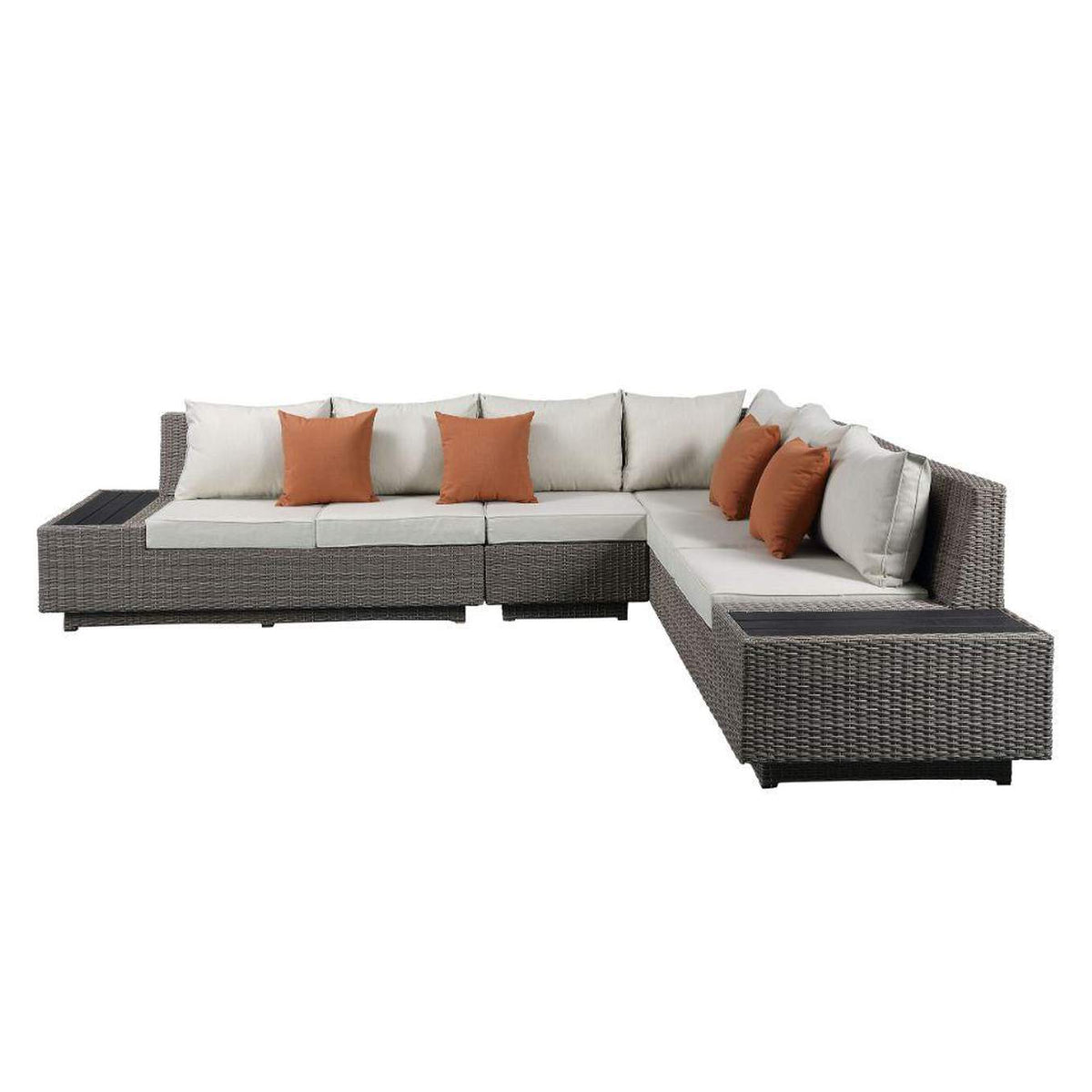 45020 Salena Patio Sectional Sofa with 4 Pillows and Coffee Table