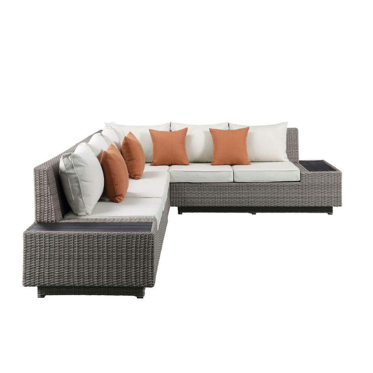 45020 Salena Patio Sectional Sofa with 4 Pillows and Coffee Table