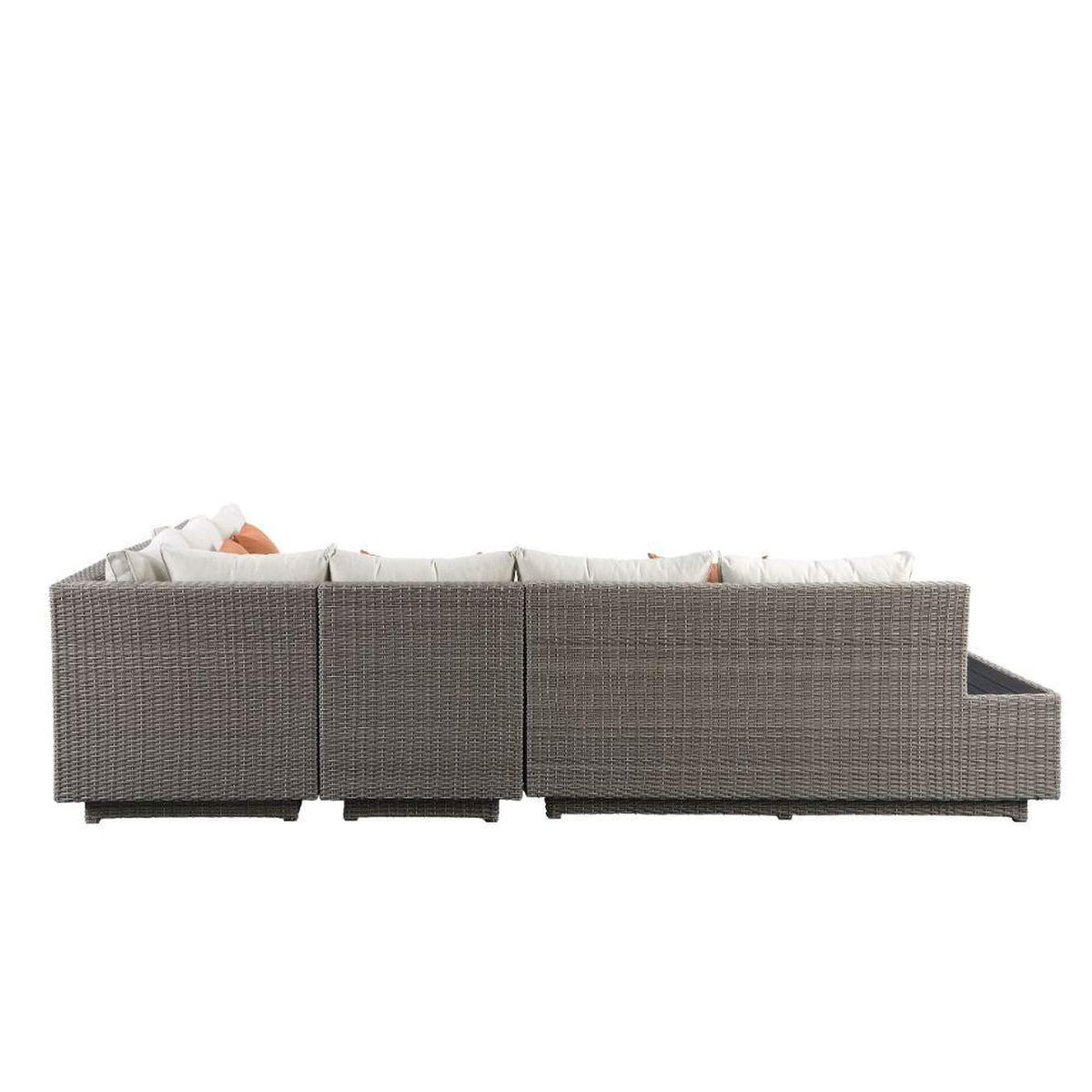 45020 Salena Patio Sectional Sofa with 4 Pillows and Coffee Table