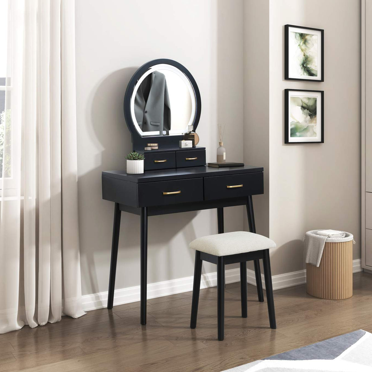 4565BK Dressing Table with Mirror