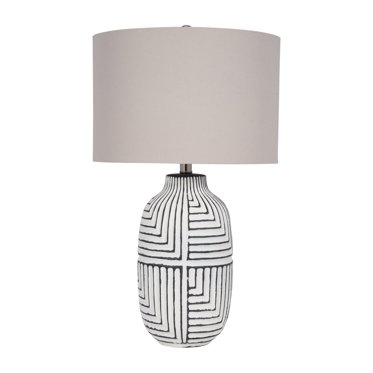 Ceramic 27" Tribal Textured Table Lamp - White