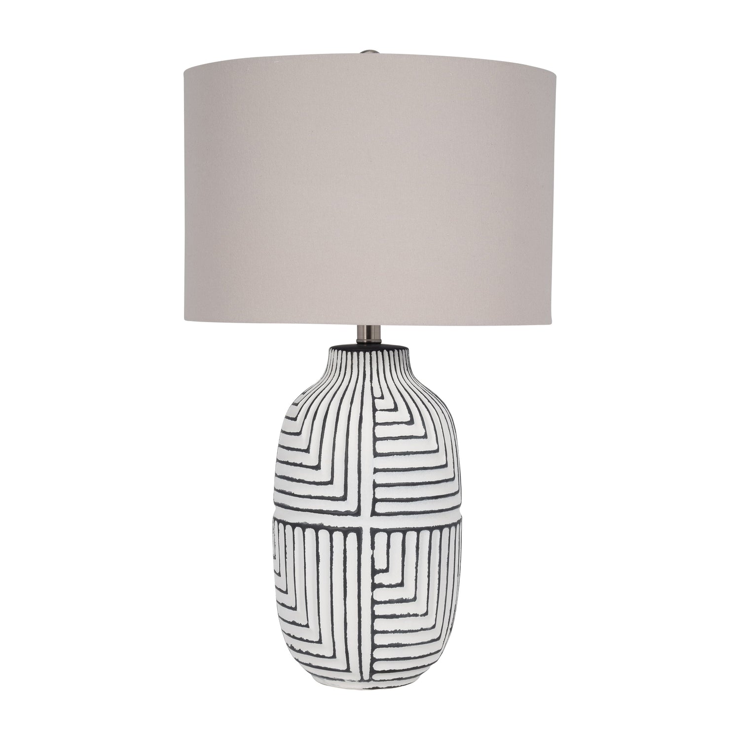 Ceramic 27" Tribal Textured Table Lamp - White