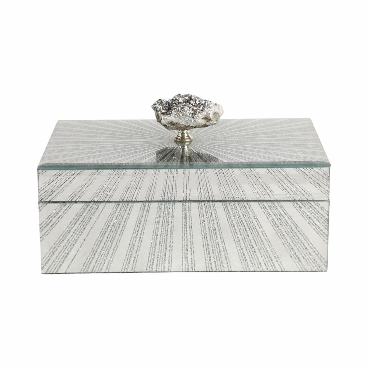 Sparkly Starburst Glass Box Stone Top - Silver