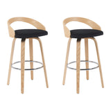 Sonia - Modern Swivel Bar Height Stool - Patterned Oak Wood Finish