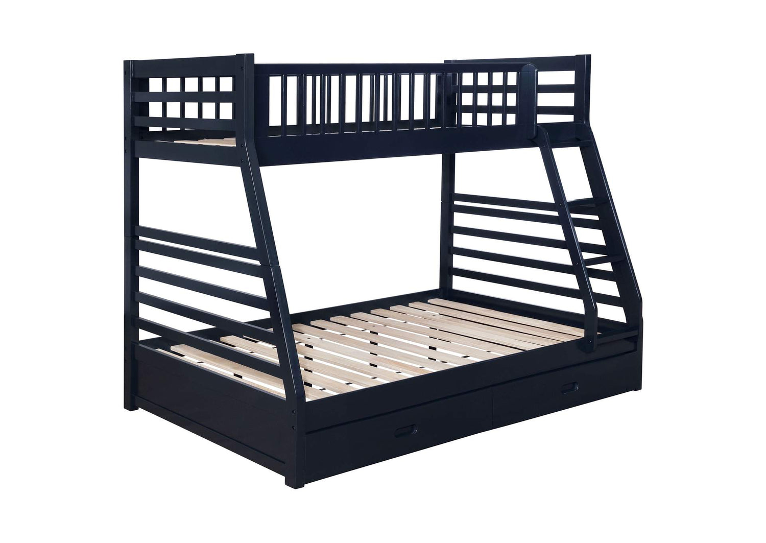 Ashton 2-drawer Wood Twin Over Full Bunk Bed Navy Blue
