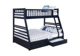 460181 Ashton 2-drawer Wood Twin Over Full Bunk Bed Navy Blue