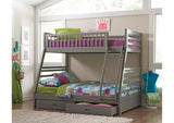 460182 Ashton 2-drawer Wood Twin Over Full Bunk Bed Grey