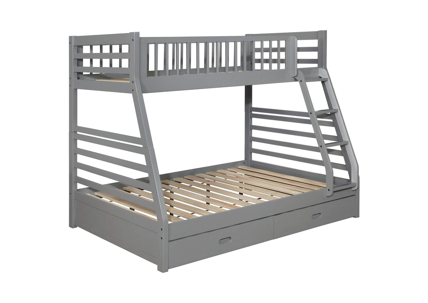 Ashton 2-drawer Wood Twin Over Full Bunk Bed Grey