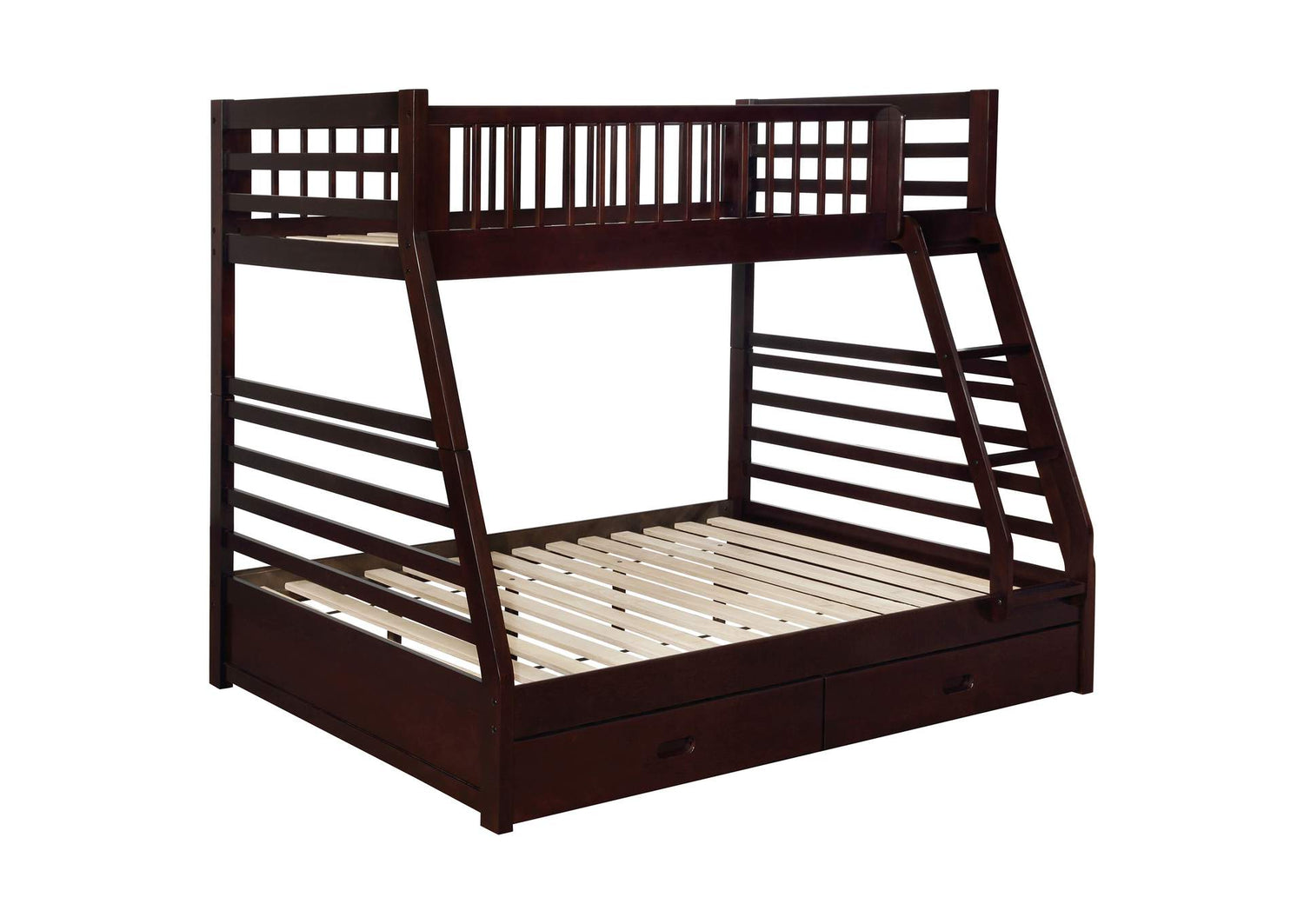 Ashton 2-drawer Wood Twin Over Full Bunk Bed Cappuccino