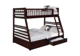 460184 Ashton 2-drawer Wood Twin Over Full Bunk Bed Cappuccino