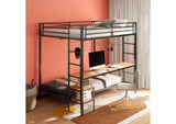 460209BLK Bettoni Metal Full Over Twin Workstation Bunk Bed Matte Black