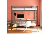 460209BLK Bettoni Metal Full Over Twin Workstation Bunk Bed Matte Black