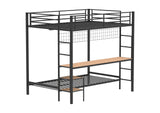460209BLK Bettoni Metal Full Over Twin Workstation Bunk Bed Matte Black