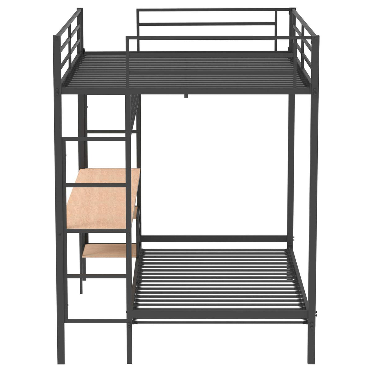 460209BLK Bettoni Metal Full Over Twin Workstation Bunk Bed Matte Black
