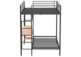 460209BLK Bettoni Metal Full Over Twin Workstation Bunk Bed Matte Black