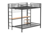 460209BLK Bettoni Metal Full Over Twin Workstation Bunk Bed Matte Black