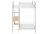 460209WHT Bettoni Metal Full Over Twin Workstation Bunk Bed Matte White