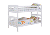 460244N-SM Chapman Wood Twin Over Twin Bunk Bed with Mattress White