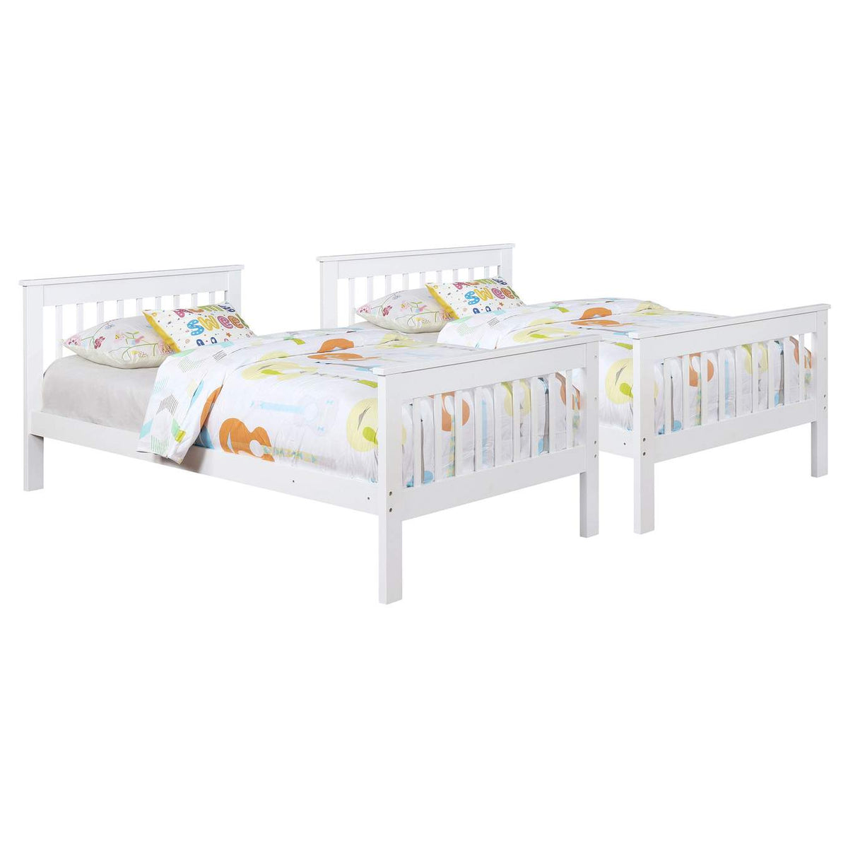 460244N-SM Chapman Wood Twin Over Twin Bunk Bed with Mattress White