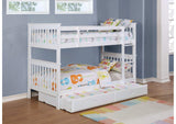 460244N-SM Chapman Wood Twin Over Twin Bunk Bed with Mattress White