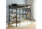460332BLK Campus 3-shelf Metal Twin Workstation Loft Bed Matte Black