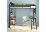 460332BLK Campus 3-shelf Metal Twin Workstation Loft Bed Matte Black
