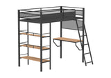 460332BLK Campus 3-shelf Metal Twin Workstation Loft Bed Matte Black