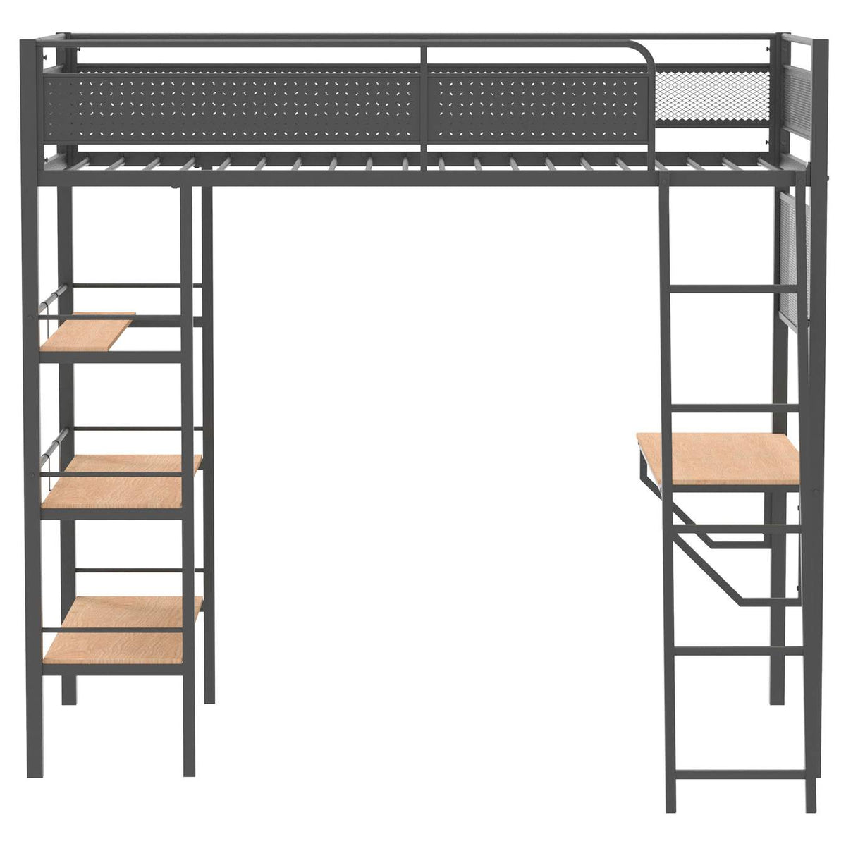 460332BLK Campus 3-shelf Metal Twin Workstation Loft Bed Matte Black