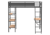460332BLK Campus 3-shelf Metal Twin Workstation Loft Bed Matte Black