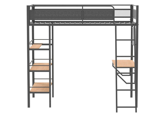 460332BLK Campus 3-shelf Metal Twin Workstation Loft Bed Matte Black
