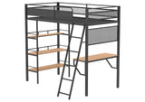 460332BLK Campus 3-shelf Metal Twin Workstation Loft Bed Matte Black
