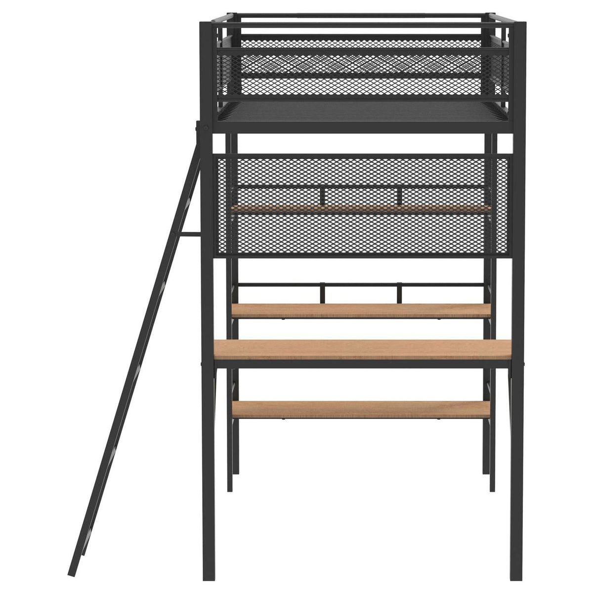 460332BLK Campus 3-shelf Metal Twin Workstation Loft Bed Matte Black