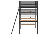 460332BLK Campus 3-shelf Metal Twin Workstation Loft Bed Matte Black