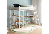460332WHT Campus 3-shelf Metal Twin Workstation Loft Bed Matte White