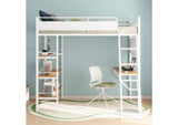 460332WHT Campus 3-shelf Metal Twin Workstation Loft Bed Matte White