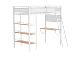 460332WHT Campus 3-shelf Metal Twin Workstation Loft Bed Matte White