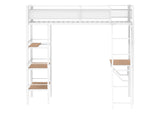 460332WHT Campus 3-shelf Metal Twin Workstation Loft Bed Matte White