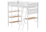 460332WHT Campus 3-shelf Metal Twin Workstation Loft Bed Matte White