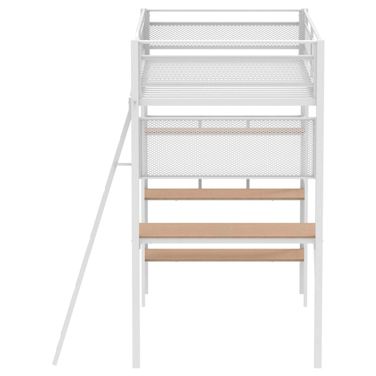 460332WHT Campus 3-shelf Metal Twin Workstation Loft Bed Matte White
