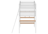 460332WHT Campus 3-shelf Metal Twin Workstation Loft Bed Matte White