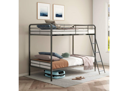 460334BLK Carson Metal Twin Over Twin Bunk Bed Glossy Black
