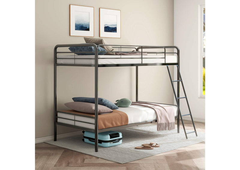 460334BLK Carson Metal Twin Over Twin Bunk Bed Glossy Black
