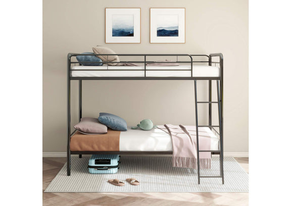 460334BLK Carson Metal Twin Over Twin Bunk Bed Glossy Black