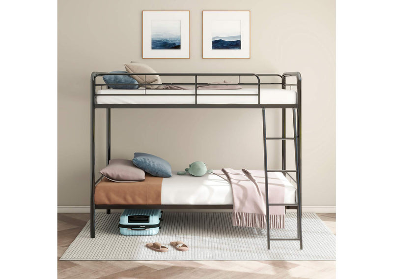 460334BLK Carson Metal Twin Over Twin Bunk Bed Glossy Black