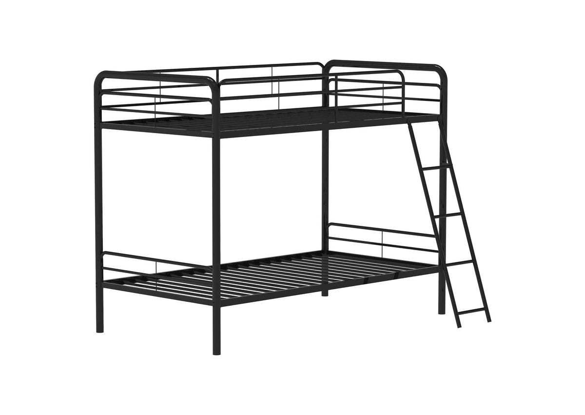 460334BLK Carson Metal Twin Over Twin Bunk Bed Glossy Black